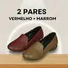 2 pares — marrom + vermelho