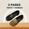 2 pares — preto + marrom