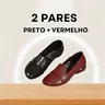 2 pares — preto + vermelho